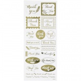 Sticker Thank you, Thank you, Blatt 10x24 cm, Gold, 1 Bl.