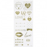 Sticker Thank you, Love, Blatt 10x24 cm, Gold, 1 Bl.