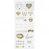 Sticker 'Thank you', Love, Blatt 10x24 cm, ca. 14 Stk, Gold, 1 Bl.