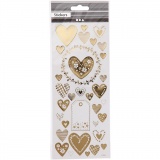 Sticker 'Thank you', Herzen, Blatt 10x24 cm, Gold, 1 Bl.