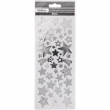 Sticker mit Sternen, Sterne, 10x24 cm, Silber, 1 Bl.