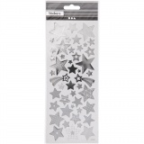 Sticker mit Sternen, Sterne, Blatt 10x24 cm, Silber, 1 Bl.