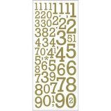 Sticker mit Glitter, Zahlen, Blatt 10x24 cm, Gold, 2 Bl./ 1 Pck
