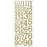 Sticker mit Glitter, Zahlen, Blatt 10x24 cm, Gold, 2 Bl./ 1 Pck