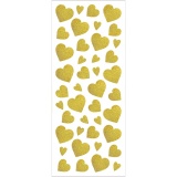 Sticker mit Glitter, Herzen, Blatt 10x24 cm, Gold, 2 Bl./ 1 Pck