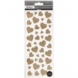 Sticker mit Glitter, Herzen, Blatt 10x24 cm, Gold, 2 Bl./ 1 Pck