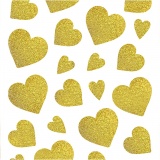 Sticker mit Glitter, Herzen, Blatt 10x24 cm, Gold, 2 Bl./ 1 Pck