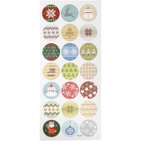 Sticker mit Weihnachtsmotiven, Weihnachtliche Stickerei, Blatt 10x23 cm, 1 Bl.