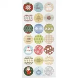 Sticker mit Weihnachtsmotiven, Weihnachtliche Stickerei, Blatt 10x23 cm, ca. 21 Stk, 1 Bl.
