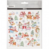 Sticker, Schneemann auf Skiern, Blatt 15x16,5 cm, 1 Bl.