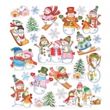 Sticker, Schneemann auf Skiern, Blatt 15x16,5 cm, 1 Bl.