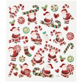 Sticker, Nikolaus mit Candy Stick, Blatt 15x16,5 cm, 1 Bl.