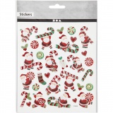 Sticker, Nikolaus mit Candy Stick, Blatt 15x16,5 cm, 1 Bl.