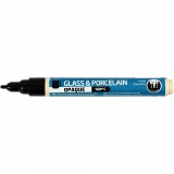 Glas- und Porzellanmalstift, Strichstärke 2-4 mm, Deckend, Schwarz, 1 Stk