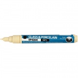 Glas- und Porzellanmalstift, Strichstärke 2-4 mm, Deckend, Creme, 1 Stk