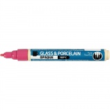 Glas- und Porzellanmalstift, Strichstärke 2-4 mm, Deckend, Pink, 1 Stk