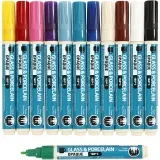 Glas- und Porzellanmalstift, Strichstärke 2-4 mm, Deckend, Sortierte Farben, 12 Stk/ 1 Pck