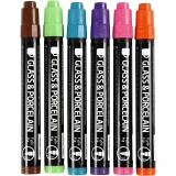 Glas-/Porzellanmarker, Strichstärke 1-3 mm, Halbdeckend, Zusätzliche Farben, 6 Stk/ 1 Pck