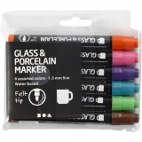 Glas-/Porzellanmarker, Strichstärke 1-3 mm, Halbdeckend, Zusätzliche Farben, 6 Stk/ 1 Pck