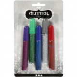 Glitzerkleber, Sortierte Farben, 5x10 ml/ 1 Pck