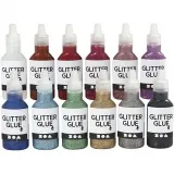 Glitzerkleber, Sortierte Farben, 12x25 ml/ 1 Pck