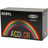 Acrylfarbe, glänzend, Sortierte Farben, 10x100 ml/ 1 Pck
