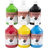 Acrylfarbe, glänzend, Primärfarben, 6x500 ml/ 1 Pck