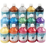 Acrylfarbe Metallic, Metallic, Sortierte Farben, 15x500 ml/ 1 Pck
