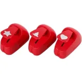 Motivstanzer, Stern, Herz, Weihnachtsbaum, Größe 16 mm, Rot, 3 Stk/ 1 Set