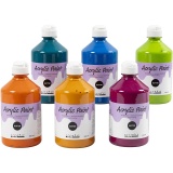 Schul-Acrylfarbe mit Glitter, Sortierte Farben, 6x500 ml/ 1 Box
