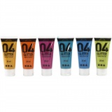 Glitter-Acrylfarbe, Sortierte Farben, 6x20 ml/ 1 Pck