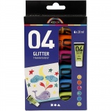 Acrylfarbe Glitter, Sortierte Farben, 6x20 ml/ 1 Pck