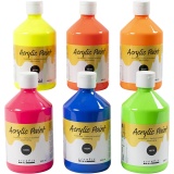 Colore Acrilico Neon, Neonfarben, 6x500 ml/ 1 Box