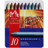 CARAN D’ACHE Neocolor I - Ölkreide, L 10 cm, Dicke 8,5 mm, Metallic-Farben, 10 Stk/ 1 Pck