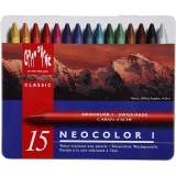 CARAN D’ACHE Neocolor I - Ölkreide, L 10 cm, Dicke 8,5 mm, Sortierte Farben, 15 Stk/ 1 Pck