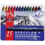 CARAN D’ACHE Neocolor II, L 10 cm, Dicke 8,5 mm, Sortierte Farben, 15 Stk/ 1 Pck