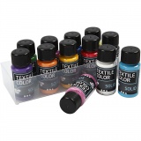 Stoffmalfarbe, Deckend, Sortierte Farben, 12x50 ml/ 1 Pck