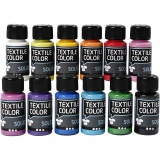Stoffmalfarbe, Deckend, Sortierte Farben, 12x50 ml/ 1 Pck