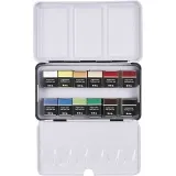 Art Aquarellfarben, Halbwannen, Größe 10x15x20 mm, Standard-Farben, 12 Farbe/ 1 Pck