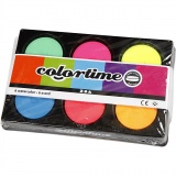 Aquarellfarben, H 16 mm, D 44 mm, Neonfarben, 1 Pck