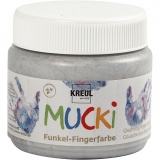 Mucki Fingerfarbe, Metallic-Silber, 150 ml/ 1 Dose