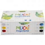 Mucki Fingerfarbe, Sortierte Farben, 6x150 ml/ 1 Pck