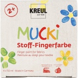 Muck Fingerfarbe, Blau, Grün, Rot, Gelb, 4x150 ml/ 1 Pck
