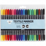 Textil-Marker, Strichstärke 2,3+3,6 mm, Standard-Farben, 20 Stk/ 1 Pck
