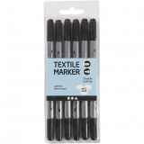 Textil-Marker, Strichstärke 2,3+3,6 mm, Schwarz, 6 Stk/ 1 Pck