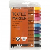 Stoffmalstifte, Strichstärke 2-4 mm, Sortierte Farben, 12 Stk/ 1 Pck