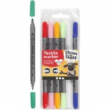 Textil-Marker, Strichstärke 2,3+3,6, Sortierte Farben, 6 Stk/ 1 Pck
