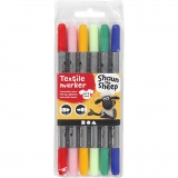 Textil-Marker, Strichstärke 2,3+3,6, Sortierte Farben, 6 Stk/ 1 Pck