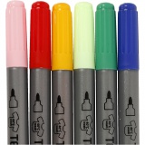 Textil-Marker, Strichstärke 2,3+3,6, Sortierte Farben, 6 Stk/ 1 Pck