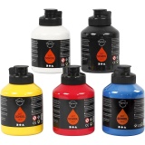 Acrylfarbe, Mattglänzend, Primärfarben, 5x500 ml/ 1 Pck